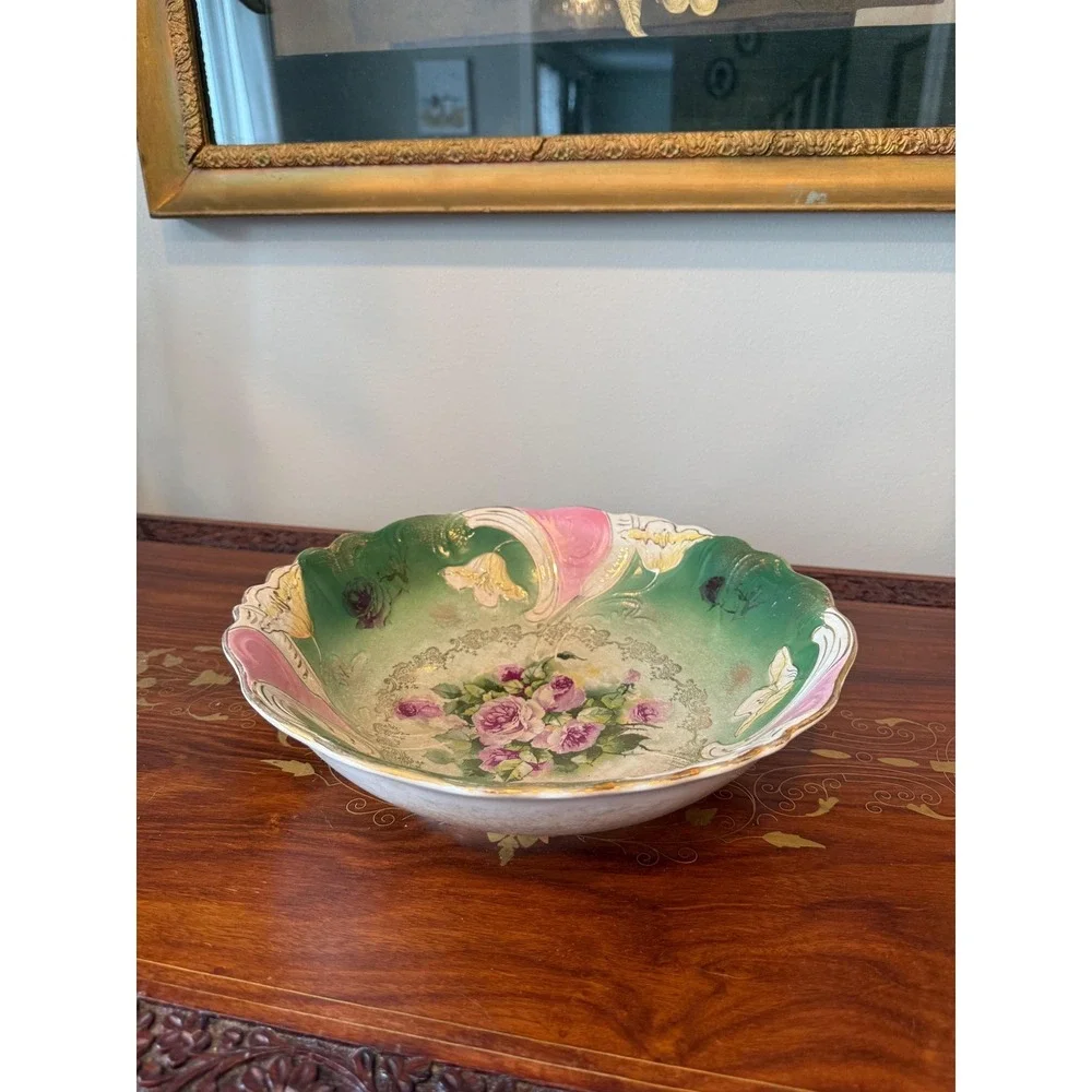 Antique Buffalo Pottery Floral Art‎ Nouveau Bowl 11